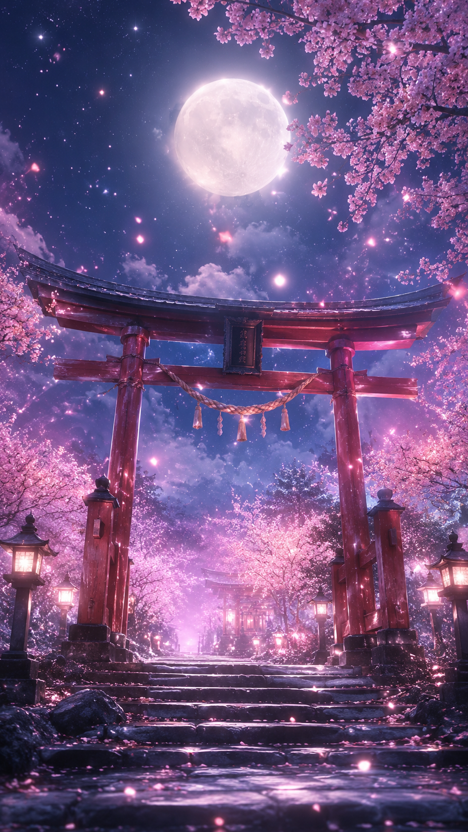 3. 月光に照らされた縁結び神社の鳥居