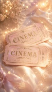 二枚の映画チケットが淡く輝くデートに誘われる待受画像