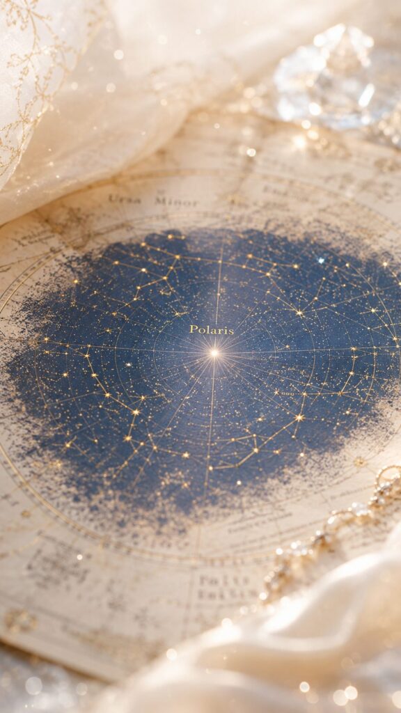 北極星が輝く星図が運命の出会いを導く待受画像