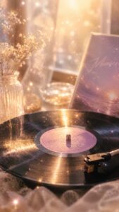 レコードが淡く輝く印象に残る恋のおまじない待受画像